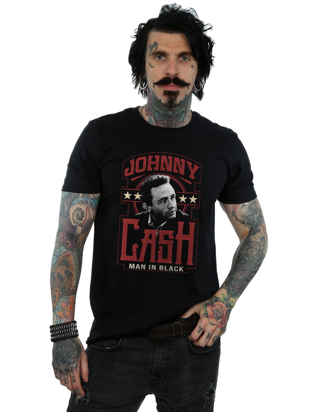 Absolute Cult Johnny Cash Men's Man in Black T-Shirt Black Medium
