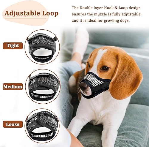 Miniatura 5 de Bozal para perro, bozales de malla transpirable para perros pequeños, medianos y grandes, bozal de chihuahua para morder y masticar, bozal ajustable