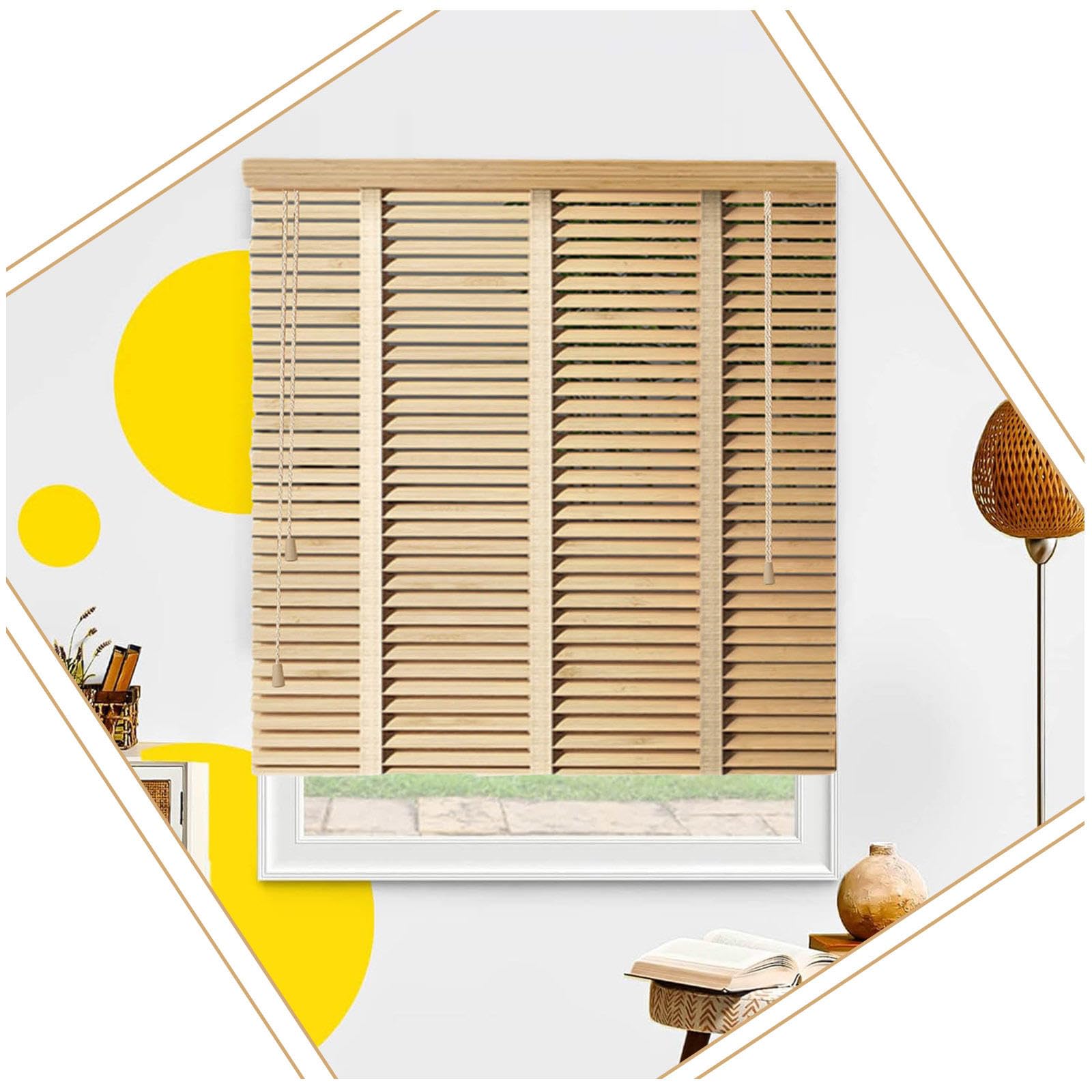 Venezianische Jalousie Für Fenster, 40/65/70/95/100/115/130cm Holz Jalousien, Echtholz Venezianische Jalousette, Fensterrollos, Horizontal Fenster Jalousien,WxH-50x80cm/19.7 * 31.5in