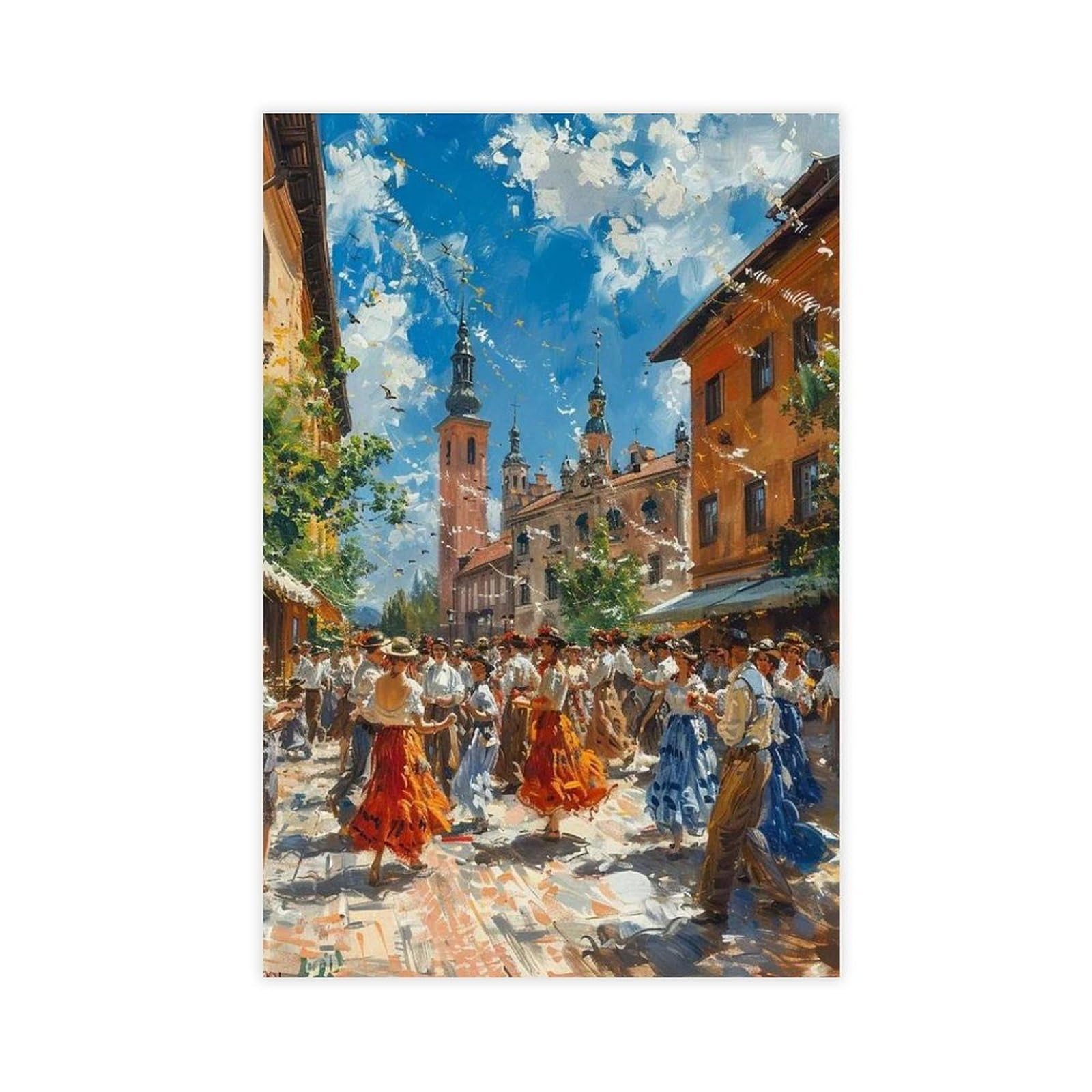 Stampa artistica su tela, stampa artistica da parete con costumi tradizionali, stampa artistica da parete, per soggiorno, camera da letto, decorazione 61 cm di lunghezza x 91,4 cm di larghezza