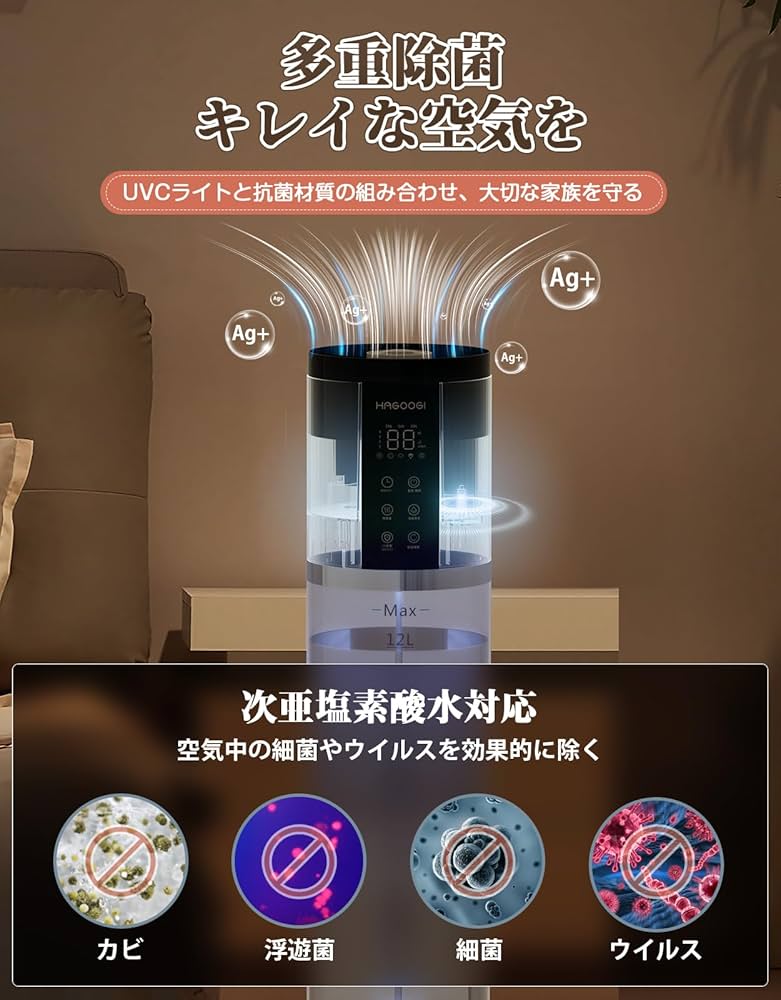 Amazon.co.jp: HAGOOGI 加湿器 大容量 12L 家庭用・業務用