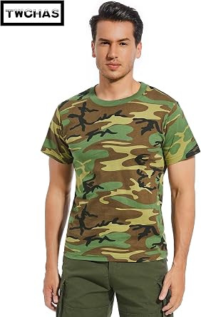 Mens Military Camo T-Shirt, 100% Cotton Camouflage Top Vintage Camo T-Shirts for Everyday Look and Outdoor Activity
