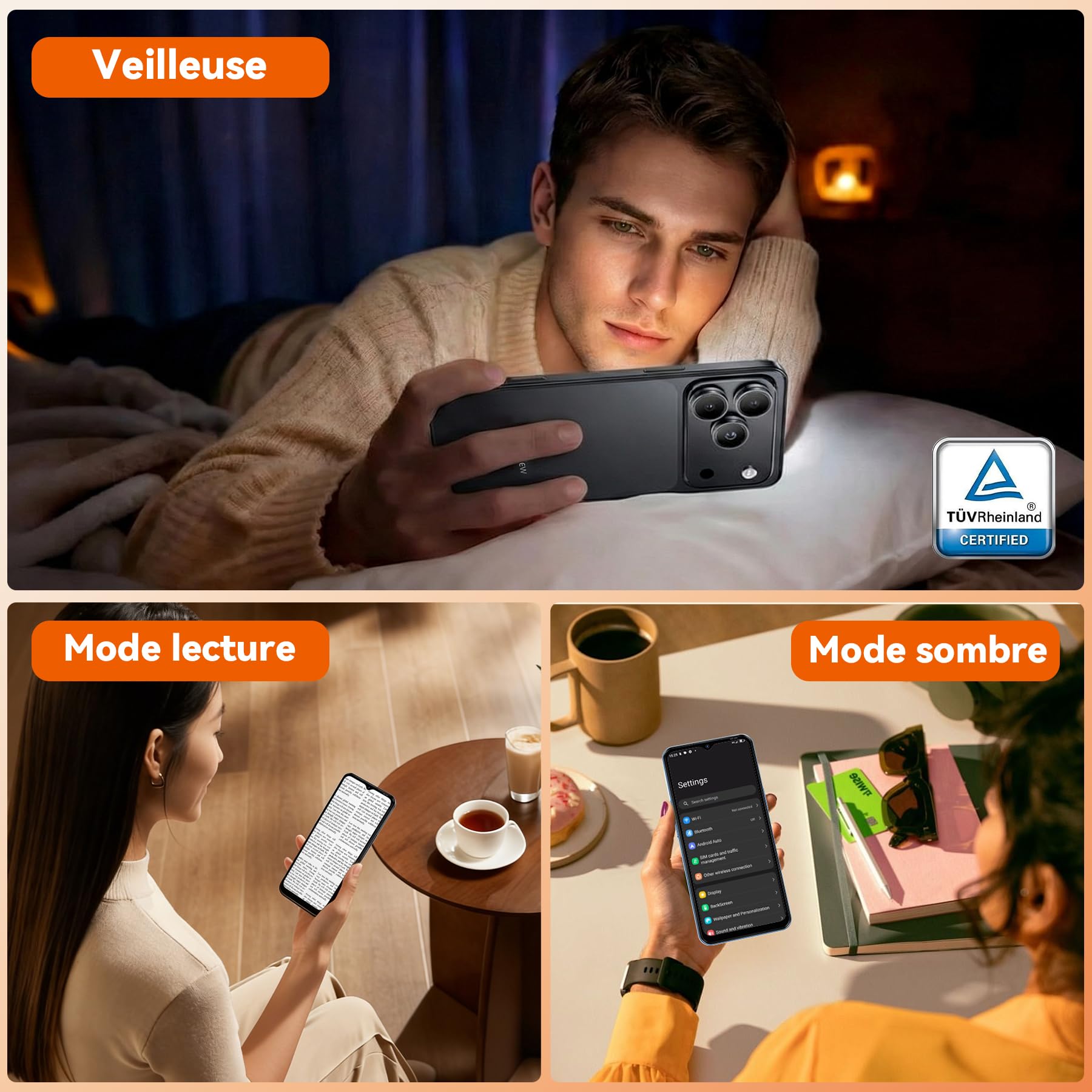 Blackview Wave 7C Android 16 Téléphone Portable 32MP+13MP, 16Go+128Go/2To | 6.56" Smartphone Pas Cher 4G Dual SIM, 5000mAh, Téléphone WiFi 5G/GPS/IP54/3 Card Slots/3.5mm/FM/3Ans Garantie