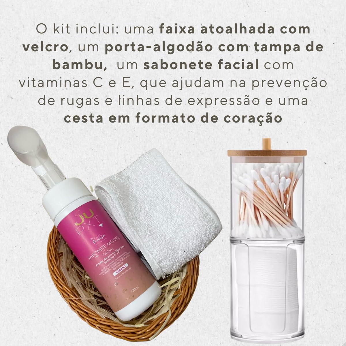 Kit Spa Facial Completo Cesta de Palha + Faixa de Algodão + Sabonete Espumante + Porta Algodão em promoção! Veja a oferta e mais achadinhos de Kits 5 Hoje é o melhor dia para comprar Kit Spa Facial Completo Cesta de Palha + Faixa de Algodão + Sabonete Espumante + Porta Algodão com aquele preço maroto! Promoção! Aproveite a oferta! 5