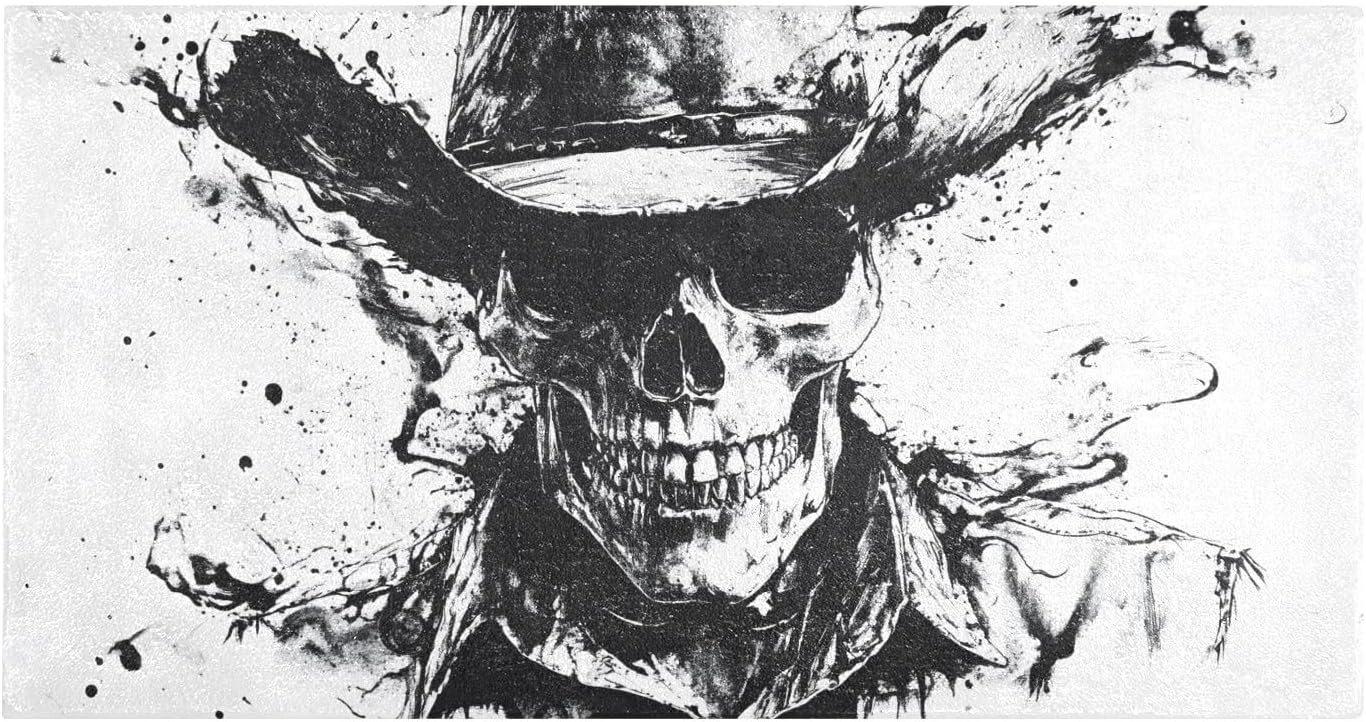 Cowboy Skull Bathroom Rugs Bath Mat, Indoor Door Mat, Front Door Mat Indoor Entrance, Thick- Anti-Slip Bath Mats, Absorbent, Plush Bath Mats for Bathroom Floor 39 x 20 in