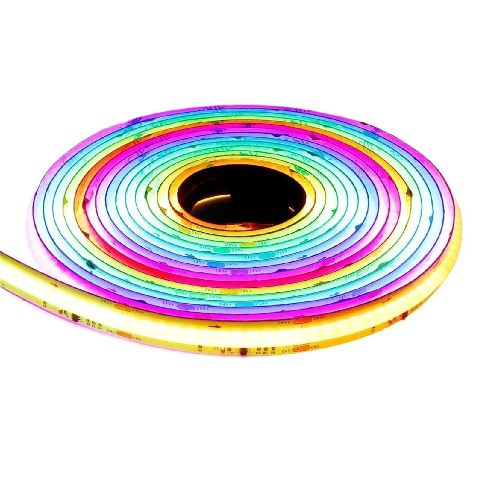 UMOBXKIFN 1pcs WS2811 SPI RGBIC COB LED Strip Addressable 576/720Leds/m WS2812B Full Dream Color Tape Smart SPI FCOB Light RA90 DC5V/12V/24V(DC5V,720 White PCB 10MM_2M)