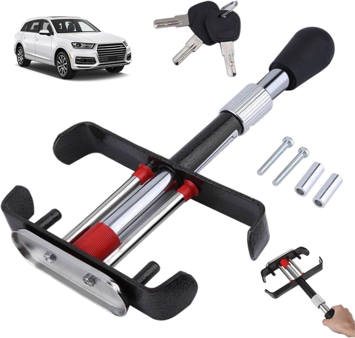 Car Pedal Lock 14-16 Inch Stretchable Anti Theft Brake Pedal Lock with Key Sturdy & Long Lasting Steel Car Accessories