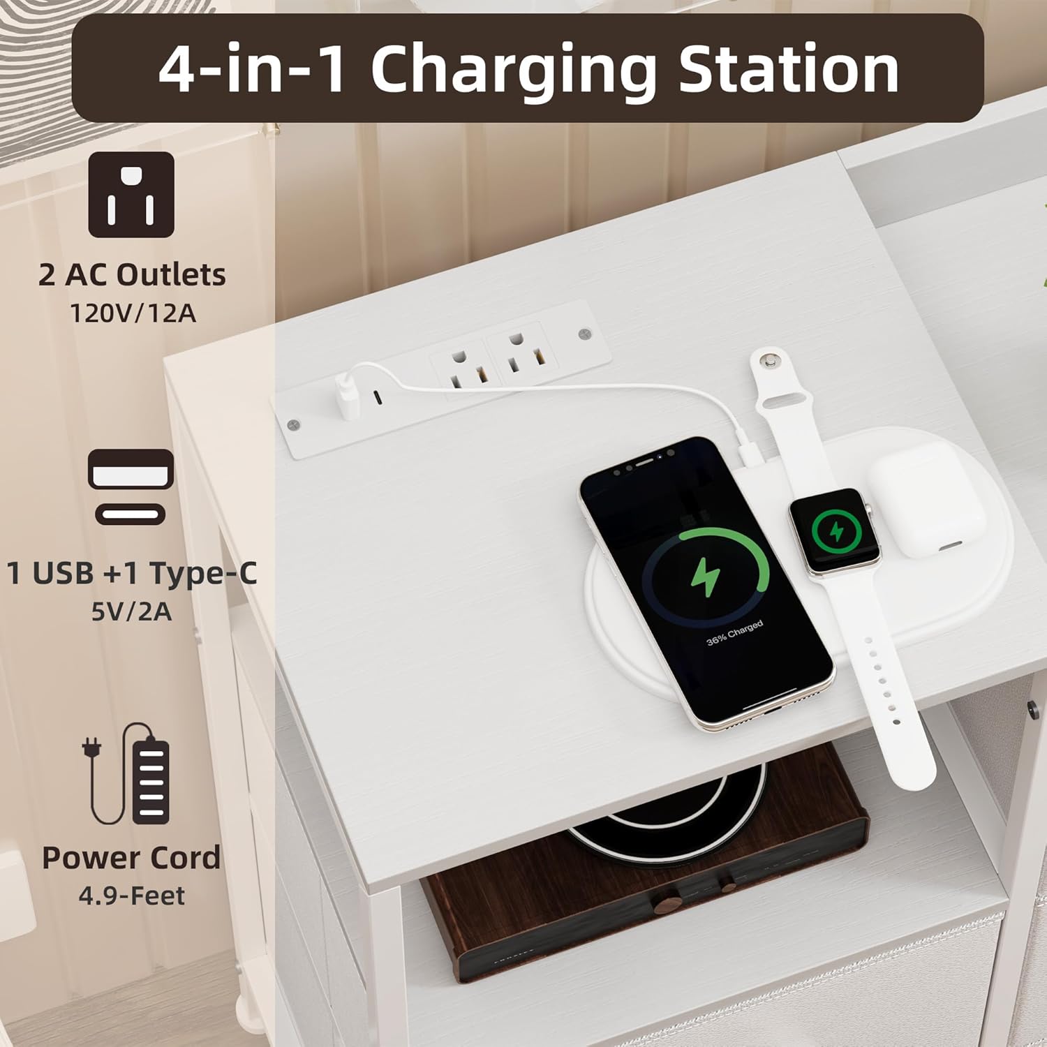 Somdot White Dresser for Bedroom with 8 Drawers,Wide Fabric Night Stand for Storage and Organization with Fabric Bins,Chest of Drawers for Bedroom Chest of Drawers for Living Room Entryway