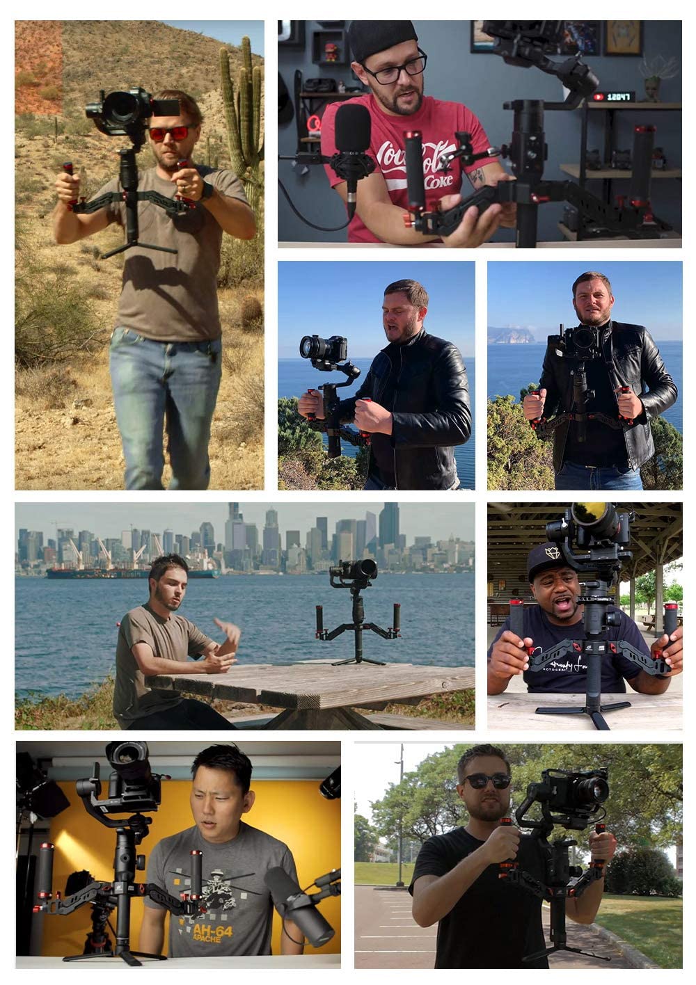 DF DIGITALFOTO ARES Z Axis Spring Dual Handle, elastyczny tłumiący odłączany podwójny uchwyt gimbala, kompatybilny z ZHIYUN Crane 2 MOZA FEIYU DJI Ronin S/S2/RS3/RS3 Pro 3 Axis Gimbal
