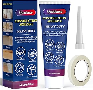Heavy Duty Construction Adhesive - Quadence All-Purpose High Strength Contact Cement Floor Adhesive for Concrete, Tile, Wood, Floors, Indoor & Outdoor Use - Fast Grab, Waterproof, Gap Filling, 250g