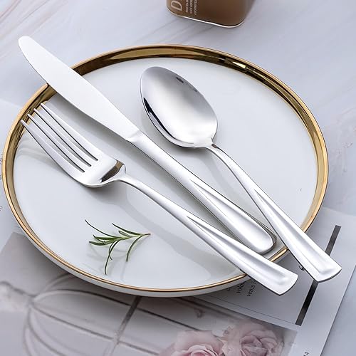 Miniatura 5 de GoGeiLi - Juego de cubiertos de 30 piezas para 6, cubiertos de acero inoxidable para 6, incluye tenedor, cuchillo y cuchara, acabado espejo