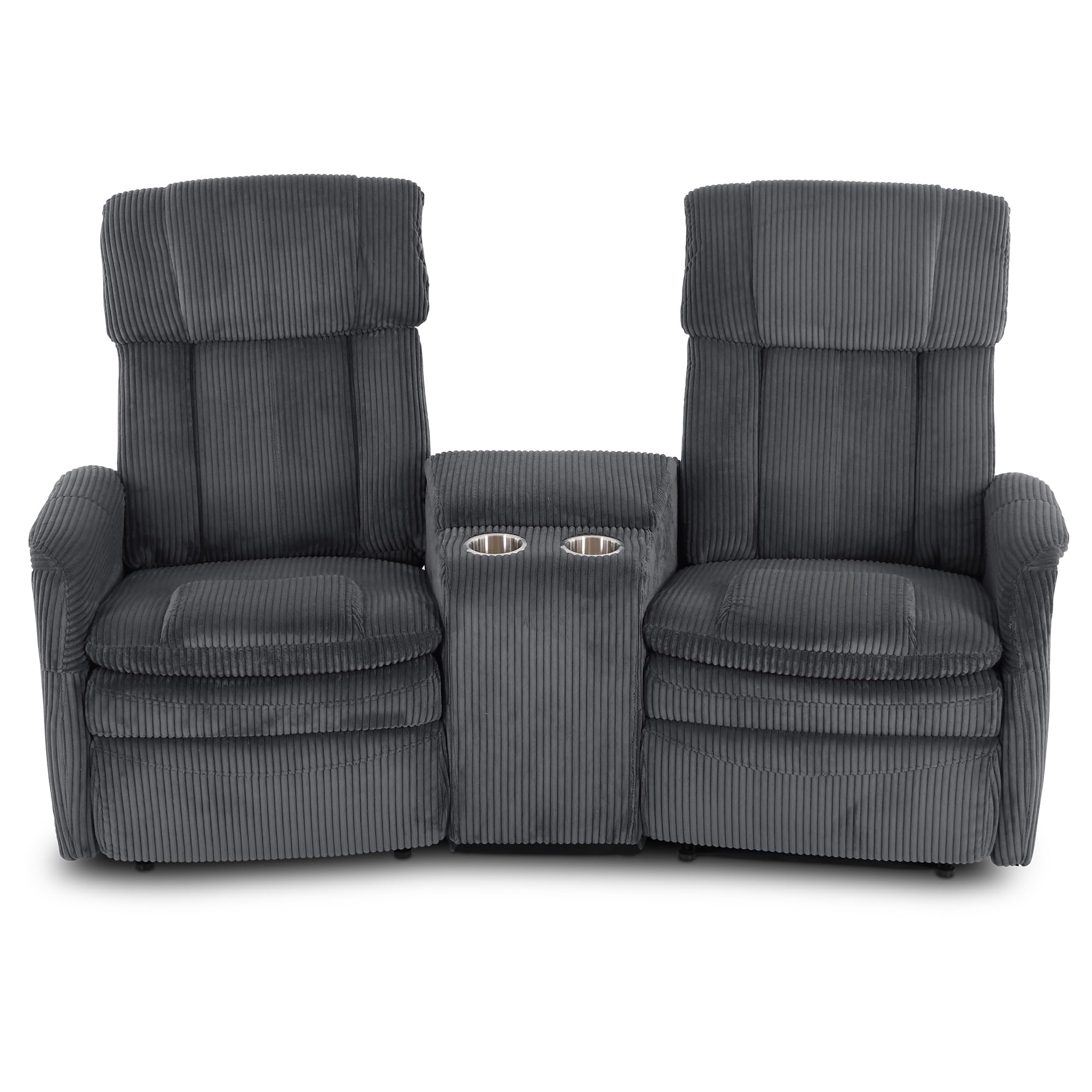 Raburg Kinosessel, 2er-Fernsehsessel mit Relaxfunktion & Liegefunktion, mechanisch, für 2 Personen, Taschenfederkern-Polsterung, Belastbarkeit je Sitzplatz 150 kg, Maxx, Breit-Cord-Mikrofaser|Graphit