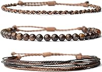 Vista 393 de Handmade Natural Stone Beaded Healing Bracelet Gift for Men Adjustable Rope String Bracelet