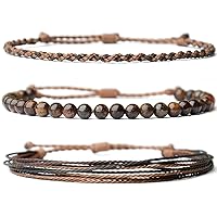 Vista 414 de Handmade Natural Stone Beaded Healing Bracelet Gift for Men Adjustable Rope String Bracelet (picasso jasper, Adjustable)