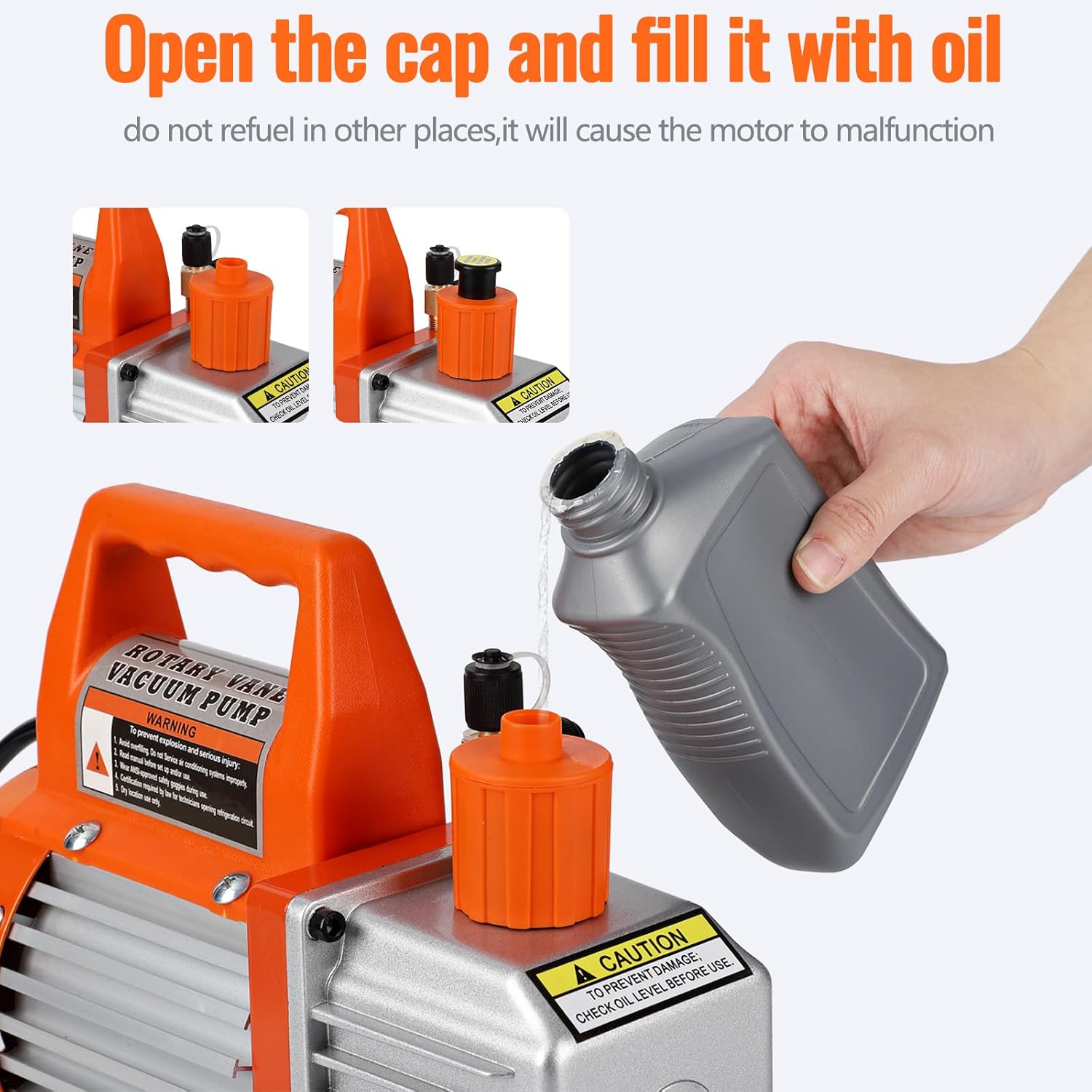 110V 3.5CFM 1/4HP Single-Stage Rotary Vane Vacuum Pump, Vacuum Pump HVAC, AC Vacuum Pump, Refrigerant Vacuum Pump, Sturdy Construction, for Refrigerant R134a R410a R12 R22