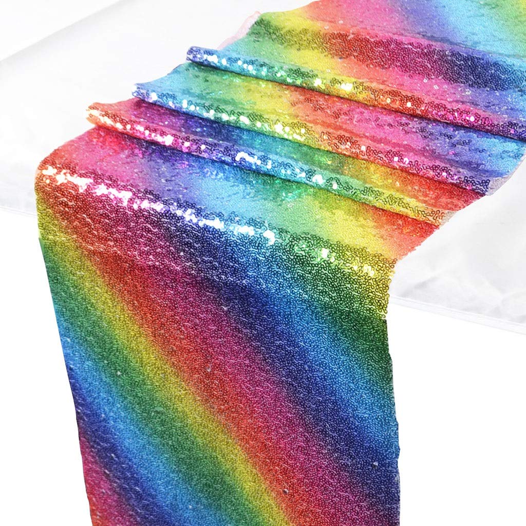 WENJUN BeeViuc Glitter Sequin Table Runner Sparkly Wedding Party Deco,Wedding Banquet Decoration Rainbow Table Runner,28 * 270cm (Size : 28 * 270cm)