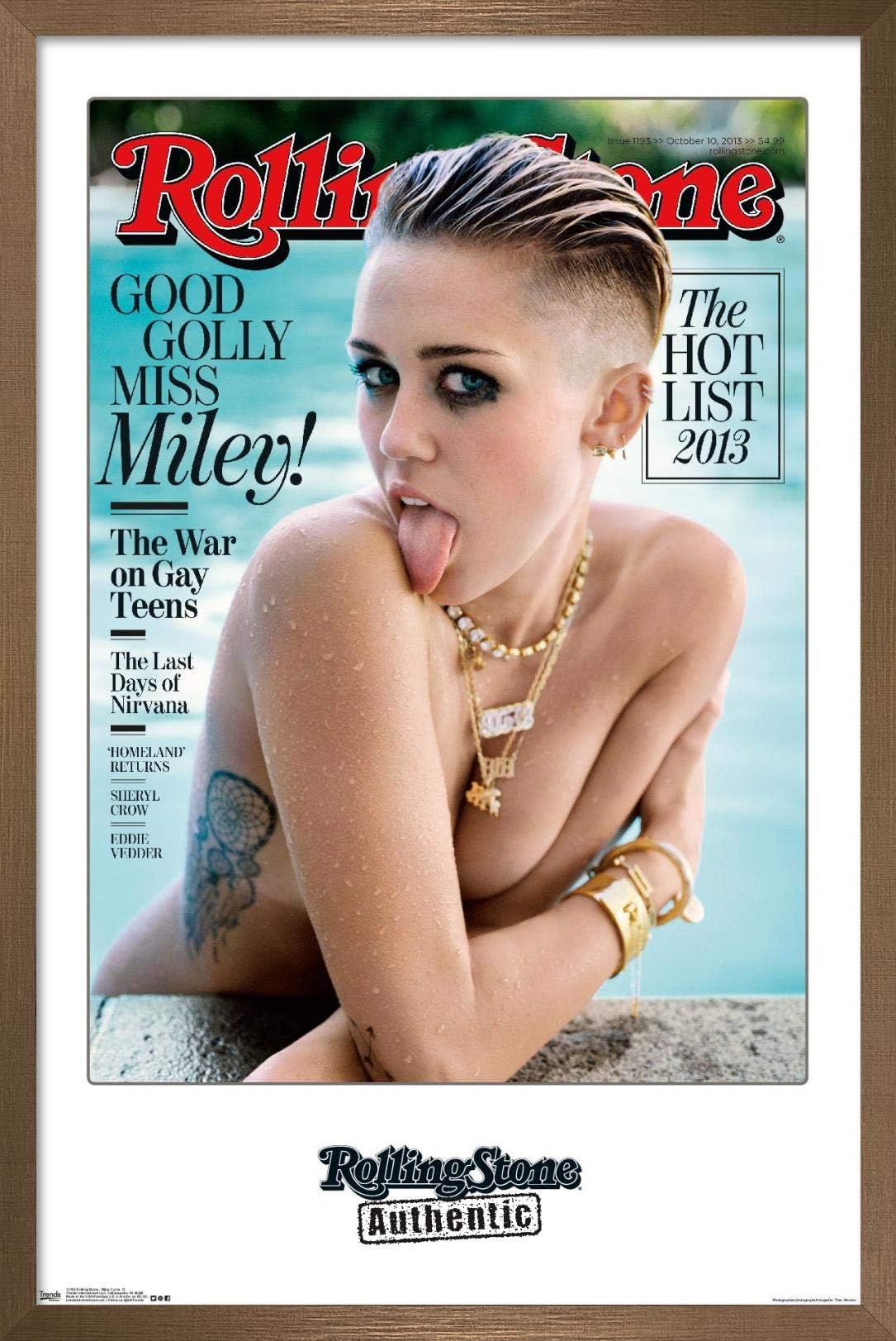 Trends International Rolling Stone Magazine - Miley Cyrus 13 Wall Poster, 14.725" x 22.375", Bronze Framed Version