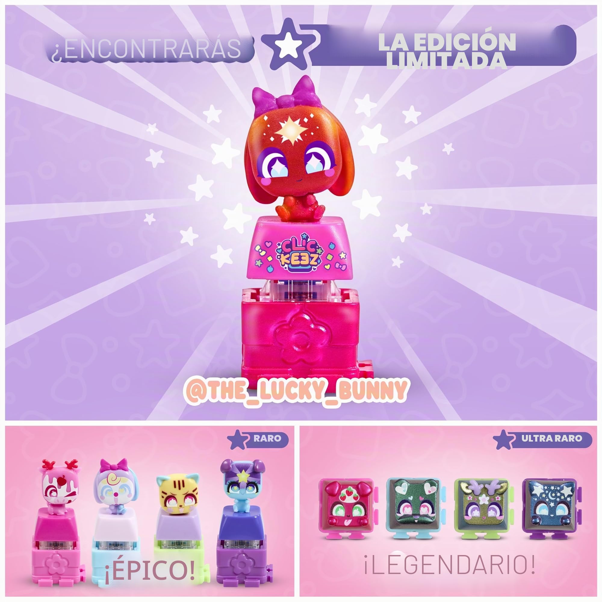 Goliath - CLICKEEZ Keyboard MegaPack - 1 Teclado + 15 Teclas Keycaps Kawaii para Hacer Clic + 1 Llavero - Keycaps para Encajar - 70 Personajes - Juguete Fidget ASMR - Idea de Regalo Desde los 6 años