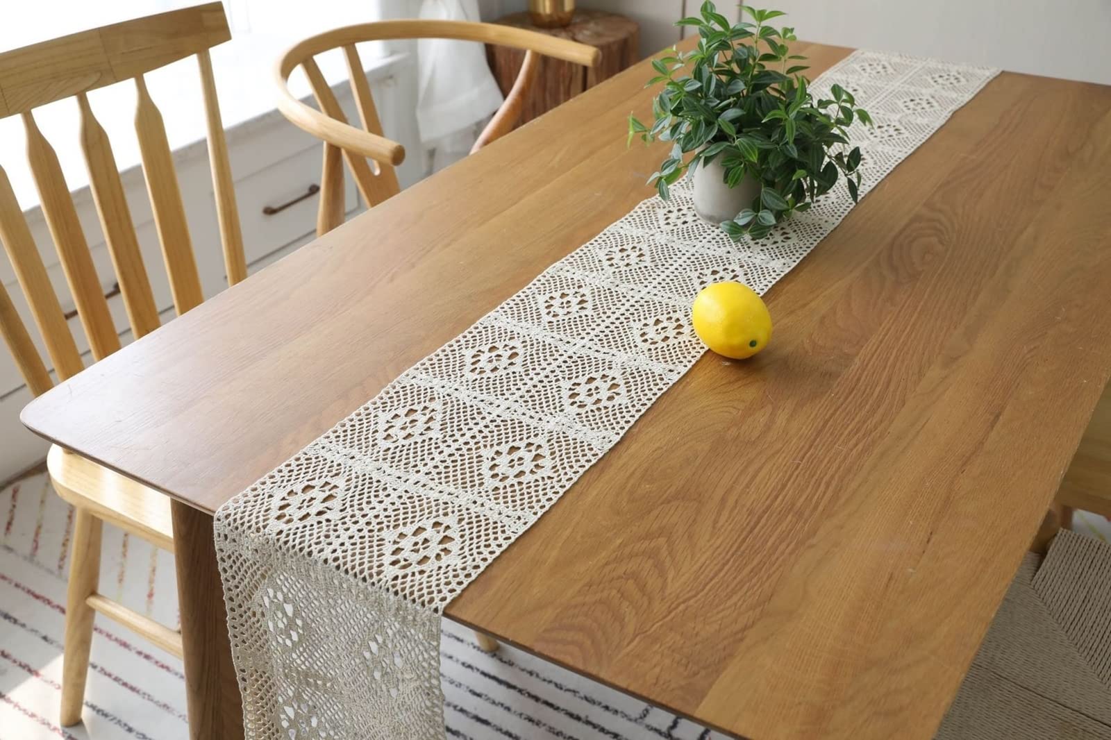 Bieżnik na stół Boże Narodzenie, beżowy świąteczny bieżnik na stół koronka puste kwiaty poliester bieżnik na stół 24 x 240 cm dekoracja kuchni dekoracje stołu