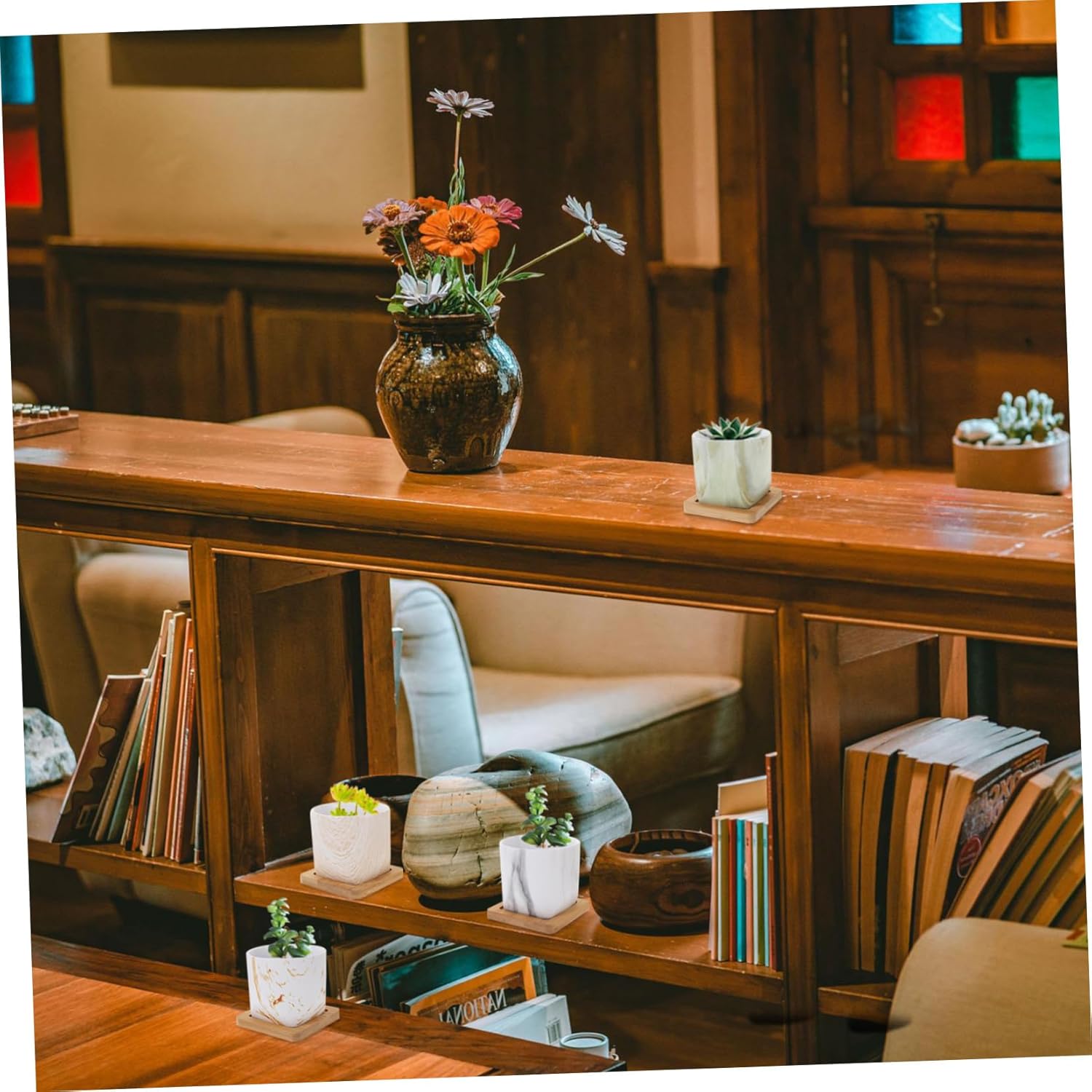 BESPORTBLE 4 Sets Ceramic Flowerpot Flower Pots Indoor Plant Pots Garden Flowerpots Windowsill Flowerpot Ceramic Succulents Pots Desktop Flowerpots Garden Flower Pot Cactus Delicate Bamboo