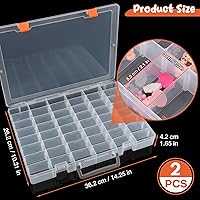 Vista 5 de Udefineit 2 Pack Large 48 Grids Clear Plastic Organizer Boxes with Adjustable Dividers, Jewlery Storages Bead Organizers Rock Collection Boxes