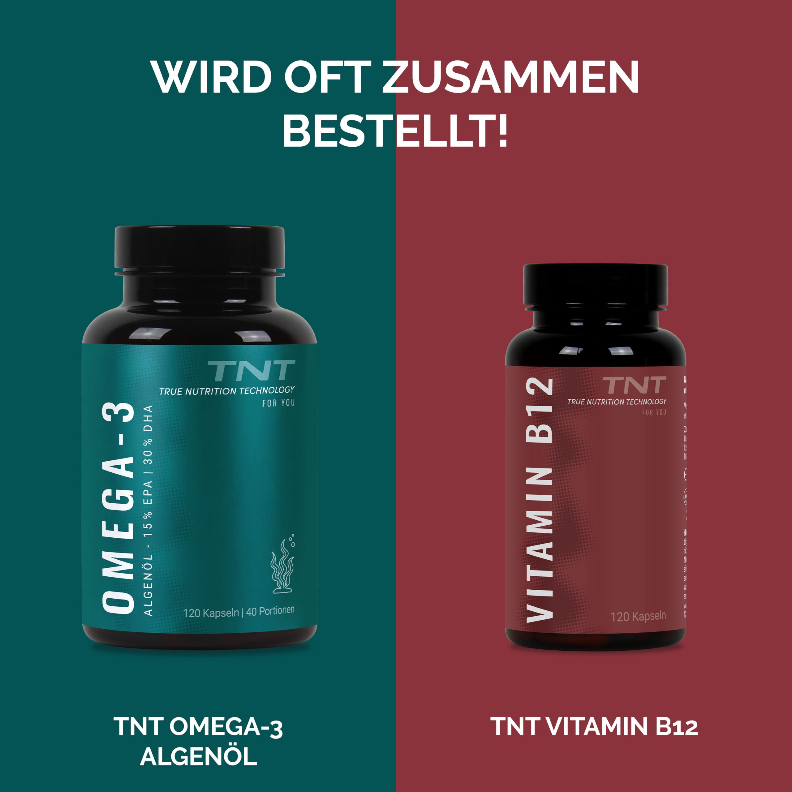 TNT Vegan Omega 3 Kapseln - Aus Algenöl - 120 Stück - 15% EPA & 30% DHA