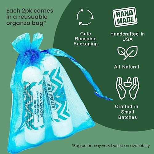 Miniatura 6 de 2 Pack Just Breathe Non-Medicated Nasal Relief Inhaler wMenthol, Eucalyptus, Peppermint and more!  Cooling & Refreshing   Open Airways Naturally