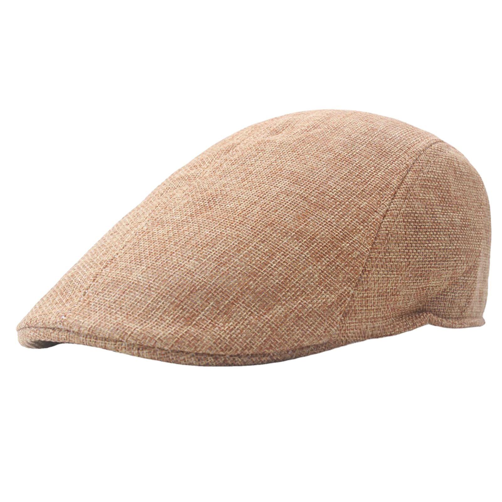 meioro Men's Flat Cap Summer Straw Weave Linen-Like Cotton Newsboy Hats Breathable Gatsby Irish Cabbie Ivy Cap (Khaki)