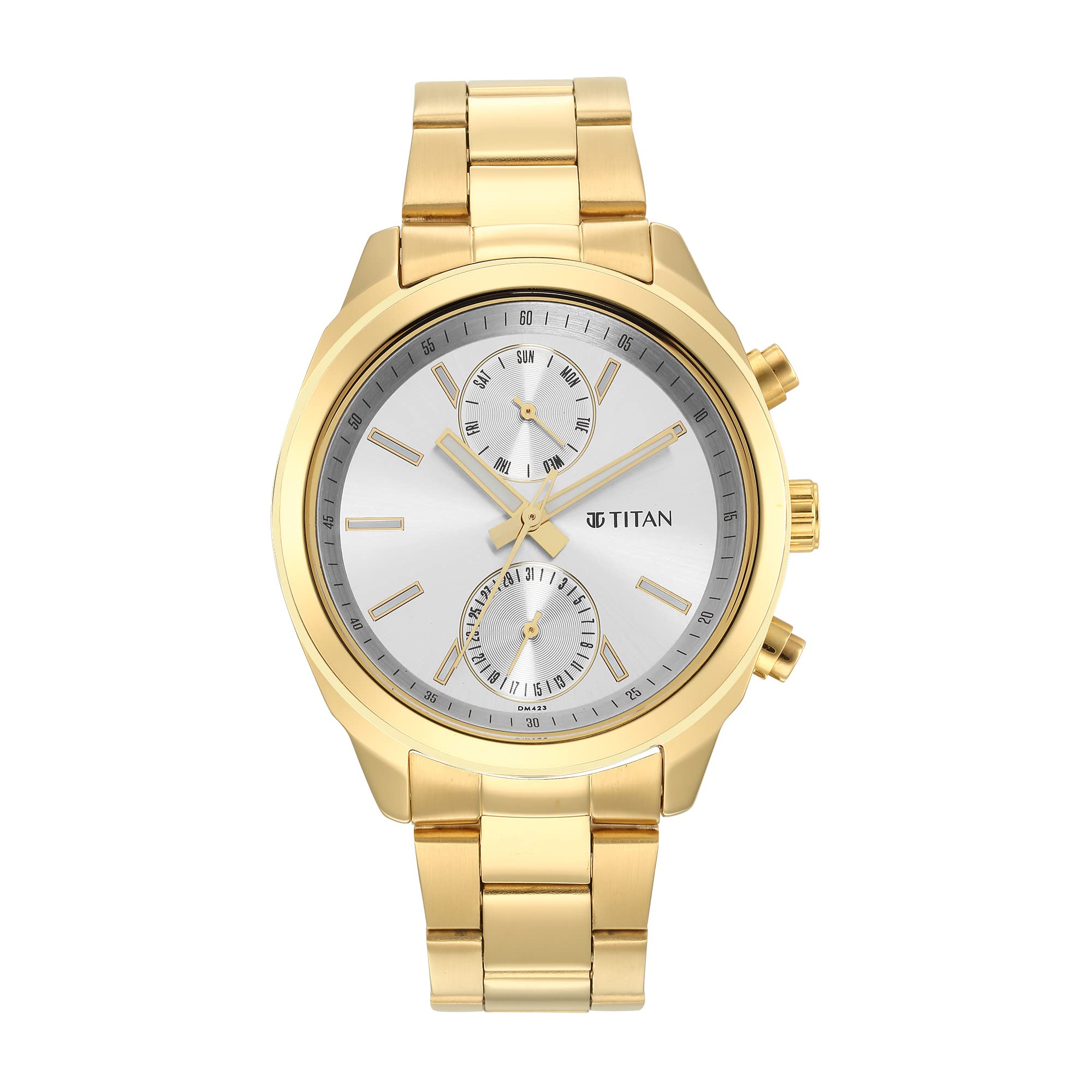 Titan Black and Gold Silver Dial Quartz Multifunction Stainless Steel Strap Watch for Men-NR1733YM01 (B0B1N3R6JF) Amazon Price History, Amazon Price Tracker