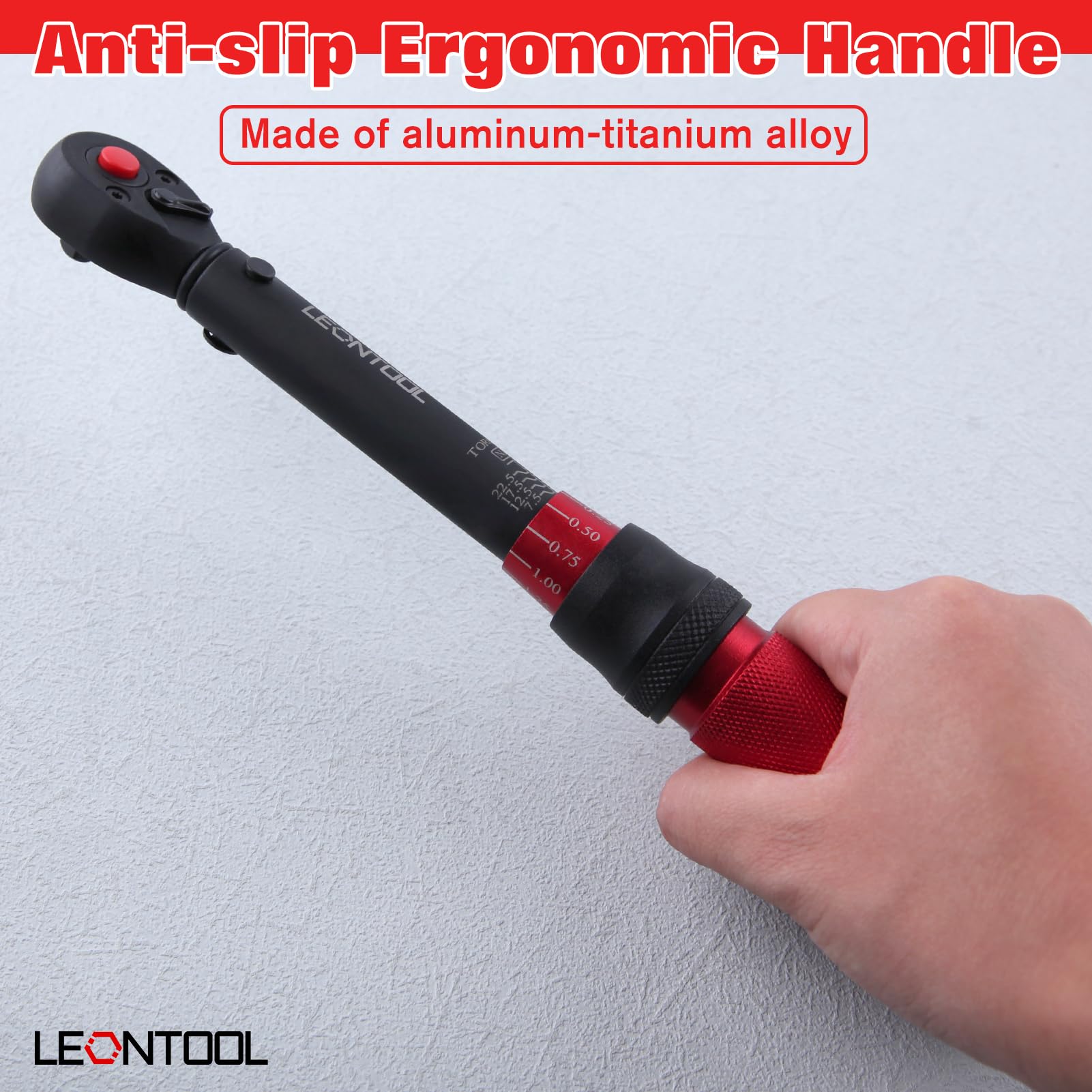 LEONTOOL Clé dynamométrique 1/4" Drive Click 5-25 Nm Double Direction Réglable 72 Dents Vélo Clé dynamométrique Haute Précision ± 3% avec Tête de Libération Rapide pour Réparation de Vélo, Moto et