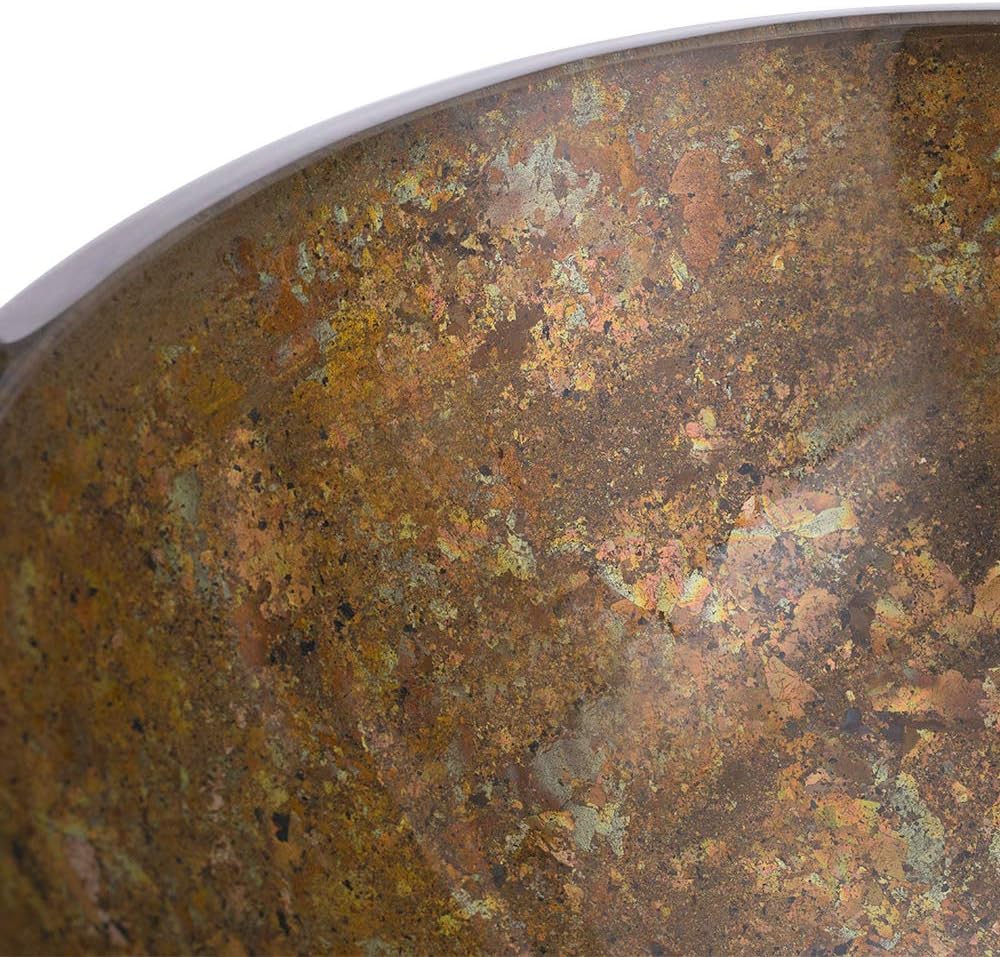 Thicken Round Tempered Glass Bathroom Vessel Sink Brown Pattern Counter Top Installation Modern Artistic Vanity Sinks Glass Vessel Sink with Pop up Drain,Singlesink