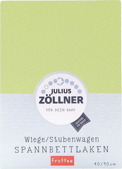 Julius Zöllner Prześcieradło frotte z gumką do łóżeczka dziecięcego i niemowlęcego, 60 x 120 cm do 70 x 140 cm, standard 100 firmy OEKO-TEX, zielone