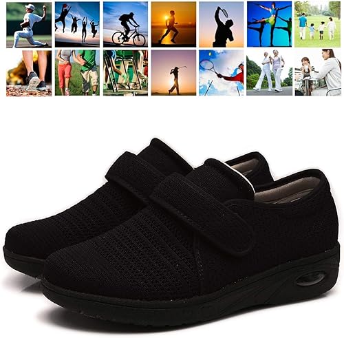 Miniatura 7 de Mei MACLEOD Zapatos extra anchos para mujer, con correa ajustable, ancho ancho, para artritis, edema, caminar, para ancianos diabéticos