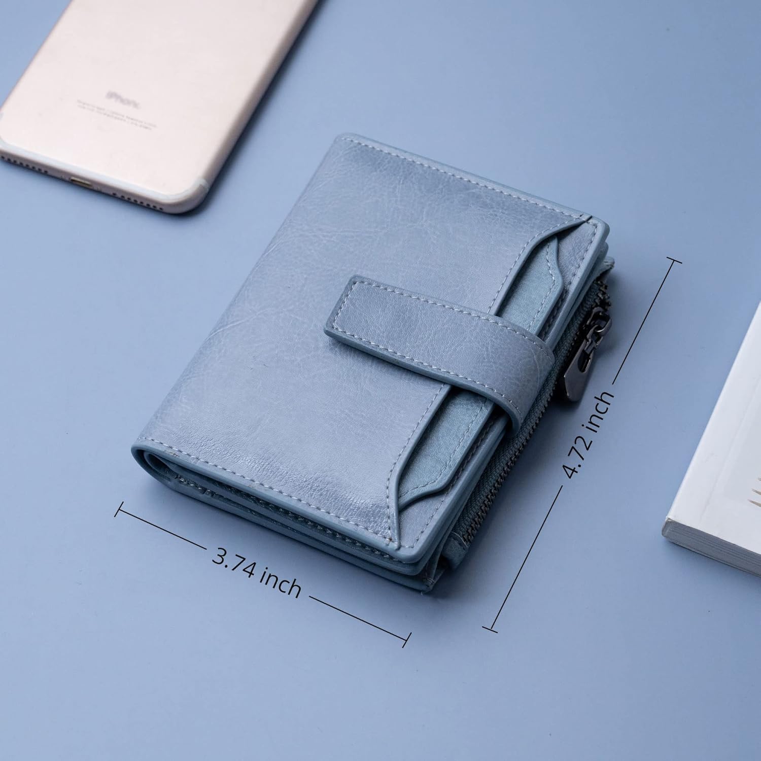 Bveyzi Women's Small Leather RFID Blocking Bifold Zipper Pocket Wallet Ladies Credit Card Slots Purse with id Window - Image 2