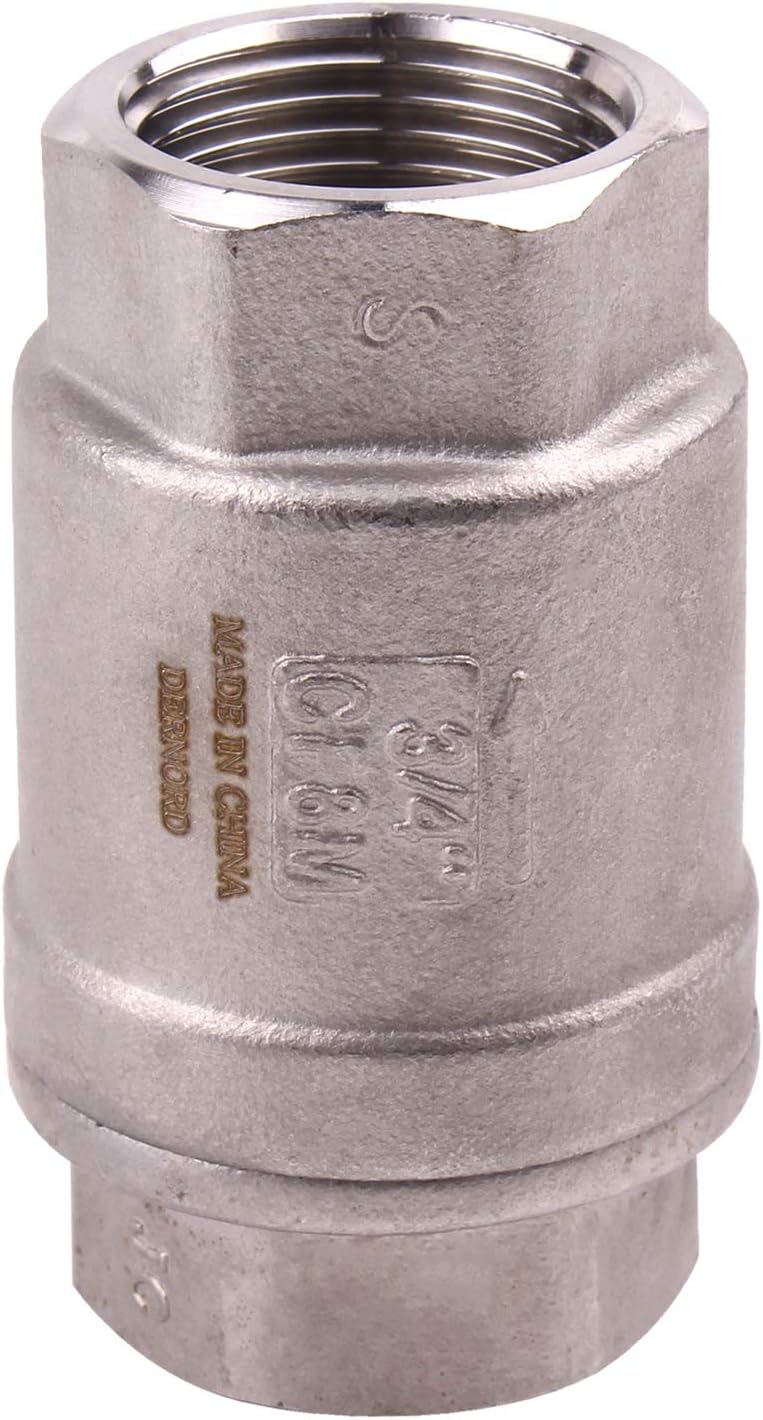 3/4 Inch Vertical Check Valve SUS304 Spring Loaded Check Valve in-line Low Cracking Pressure CF8M WOG 1000