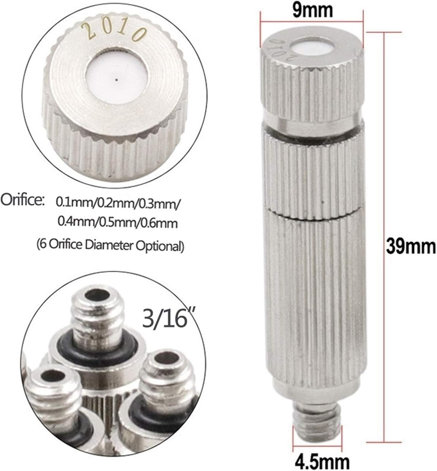20pcs Misting Nozzle Kit for Cooling System Brass Mister Nozzles High Pressure 3/16" Threaded, Garden Water Mister, Fog Nozzles, Anti-drip Fogging Spray Head (Size : 0.2mm)