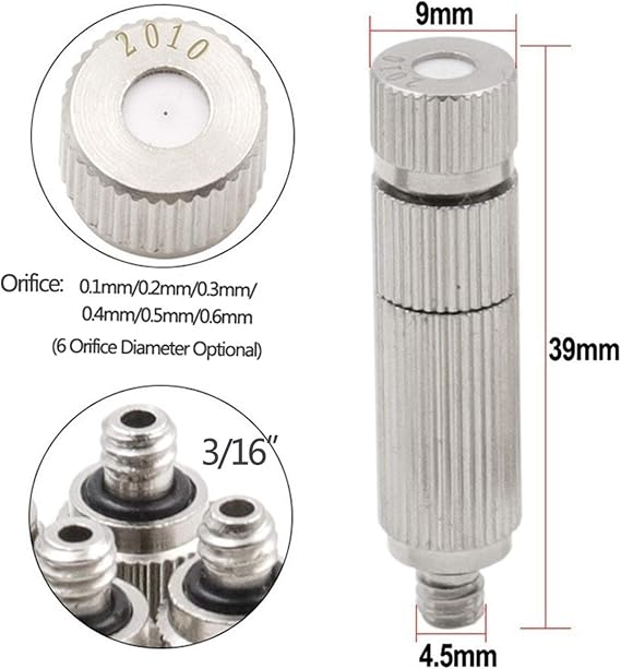 MMBBOD 20pcs Misting Nozzle Kit for Cooling System Brass Mister Nozzles High Pressure 3/16