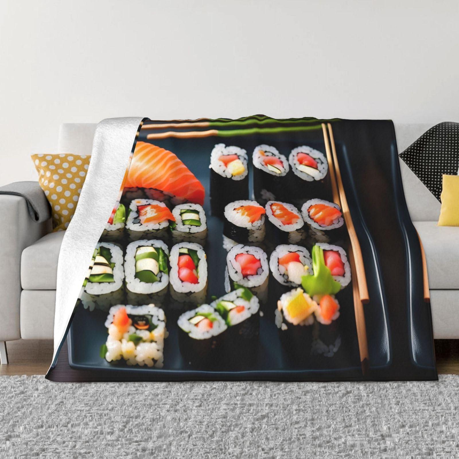 Couverture polaire sushi pour ne plus avoir froid sur le canapé en toute saison