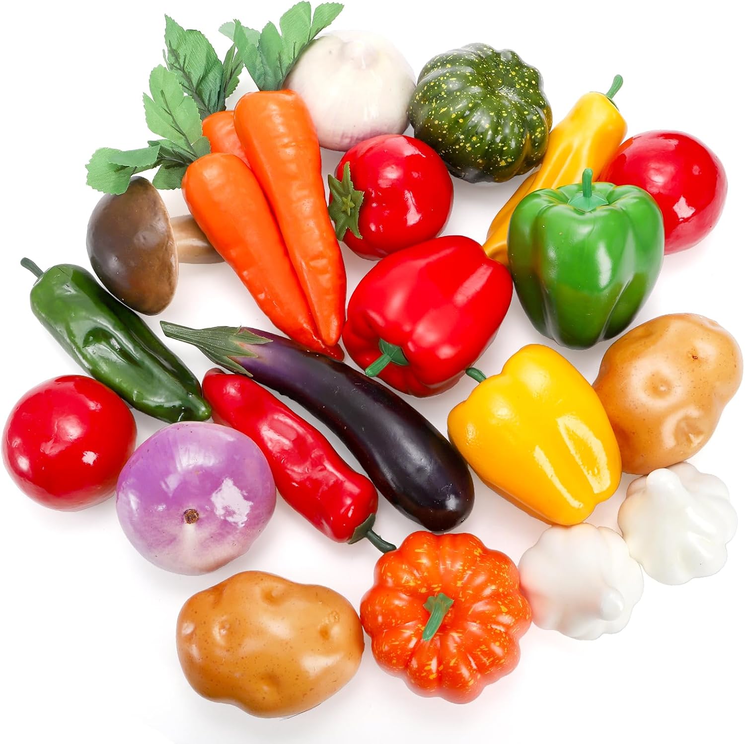 ZEAYEA 22 Pieces Artificial Vegetables, Realistic Fake Vegetables, Lifelike Decorative Faux Veggies for Kitchen Home Party Festival Christmas Decoration Photo Props