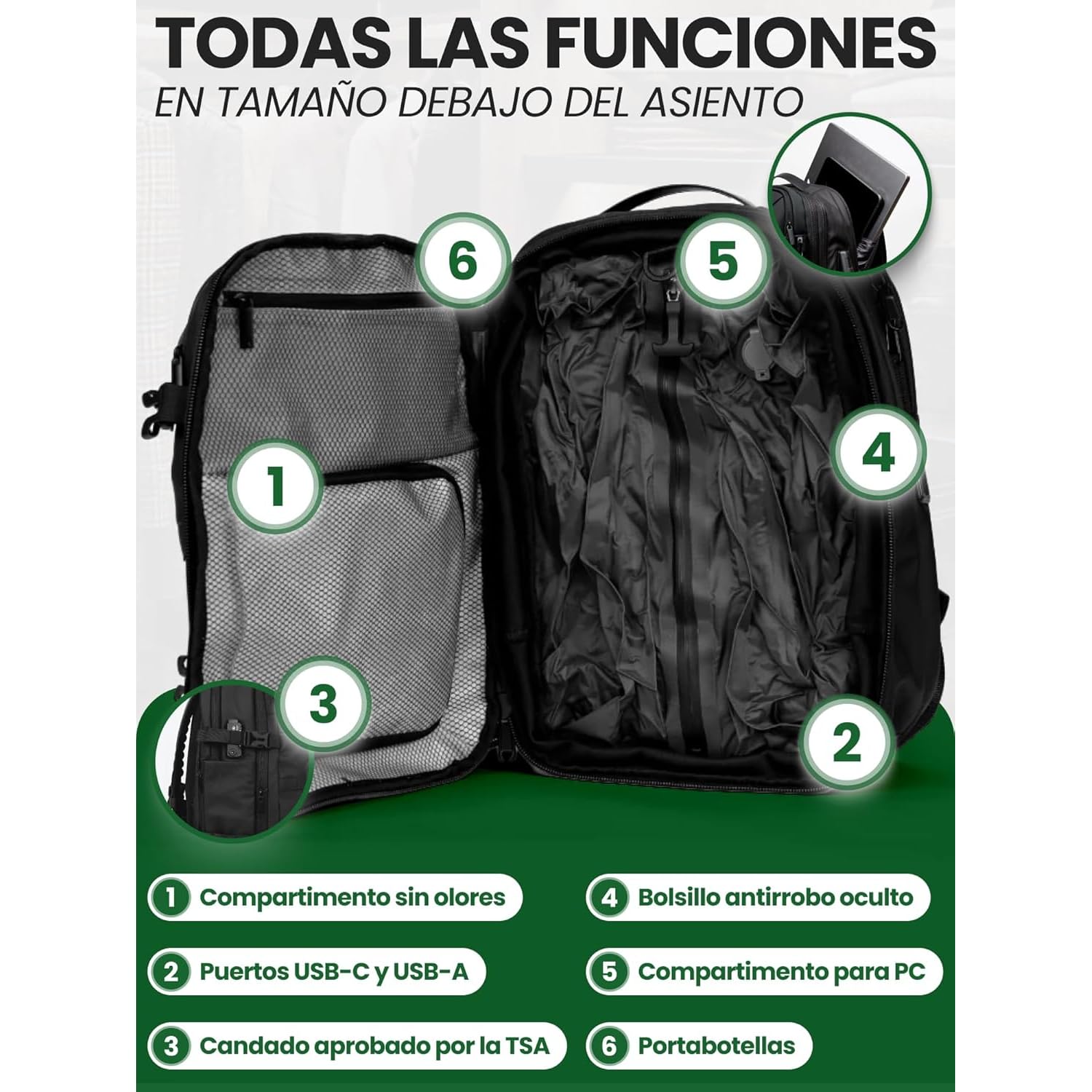 Airback GO Mochila Viaje Vacio - 16-32L, Mochila de Compresión al Vacío, Mochila Cabina, Bolsas de Viaje Ligeras y Ampliables, Cómodas y Resistentes al Agua, Azul