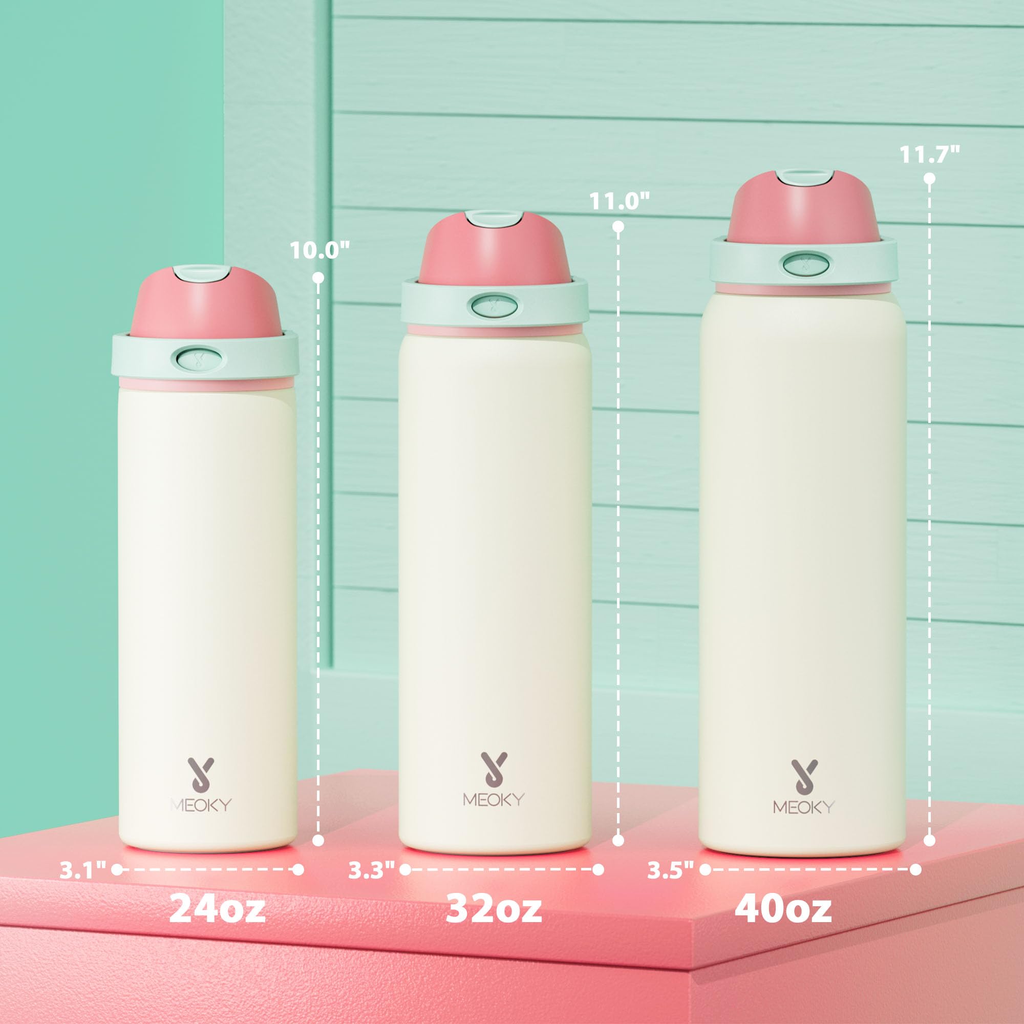 710ml Insulated Water Bottle for Travel: Meoky Stainless Steel Metal Water Bottle with 2-in-1 Lid, Leak Proof - Image 3