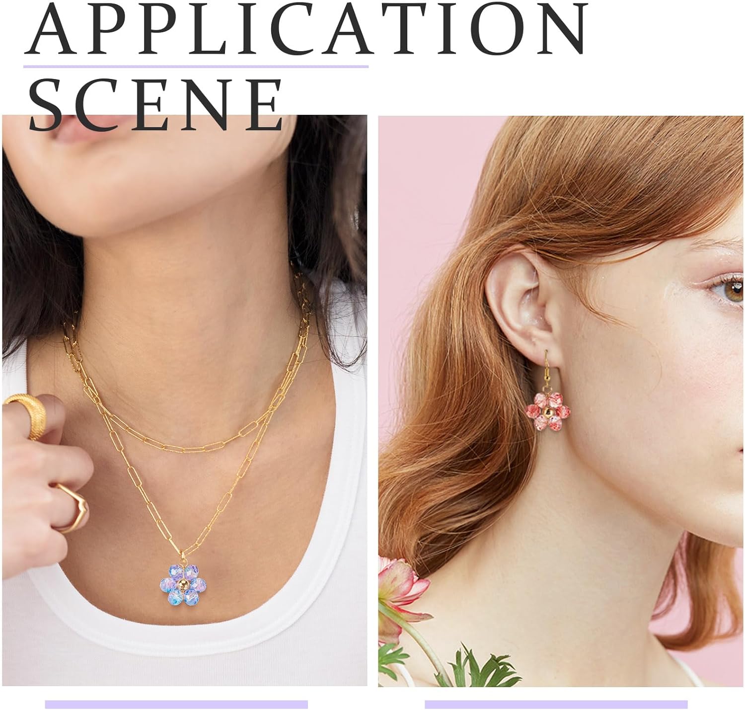 FASHEWELRY Acrylic Flower Pendants Green Leaf Flower Dangle Earring Pendants Trumpet Lily Bell Floral Pendant Colorful Crystal Beads Pendant for DIY Crafts Necklace Earring Jewelry Making - Image 3