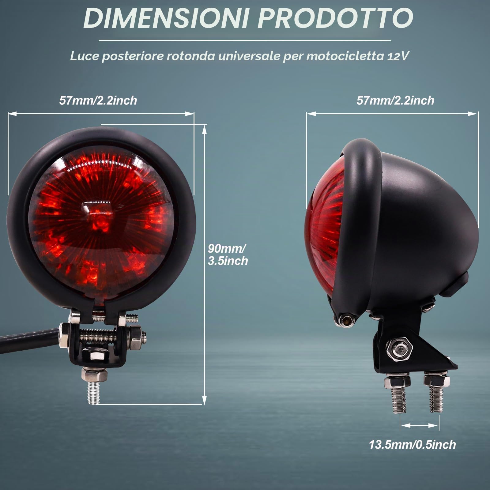 Biqing 1PC 8LED Moto Fanale Posteriore Rosso,Universale 2 Inch Rotondo Fanale Posteriore Moto 12V Luce Stop per Moto Fanale Posteriore per Moto Chopper Bobber Cafe Racer Scrambler