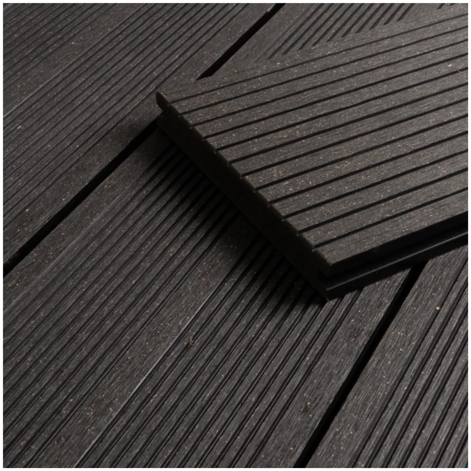 HORI WPC Terrassendielen Komplettset Bali Massiv Dielen Komplettbausatz beidseitig geriffelt, inkl. Unterkonstruktion 28x50 mm & Montagematerial Fläche: 7 m² - 400 cm Dielenlänge - Anthrazit