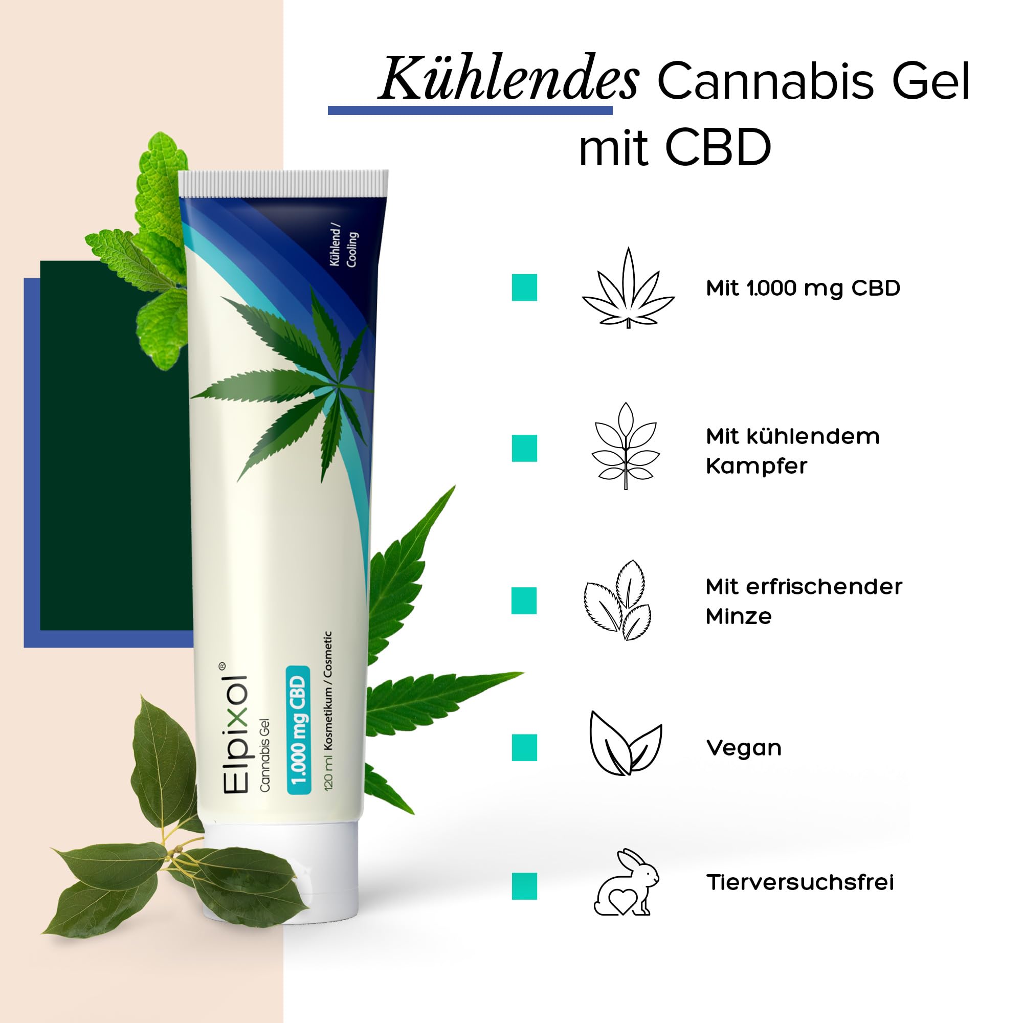 Kühlende CBD Creme - Cannabis Salbe mit 1000mg CBD und Menthol – Kühlgel entspannt müde Muskeln und erfrischt strapazierte Haut - Pflegende Salbe nach Sport & hoher Belastung (120ml)