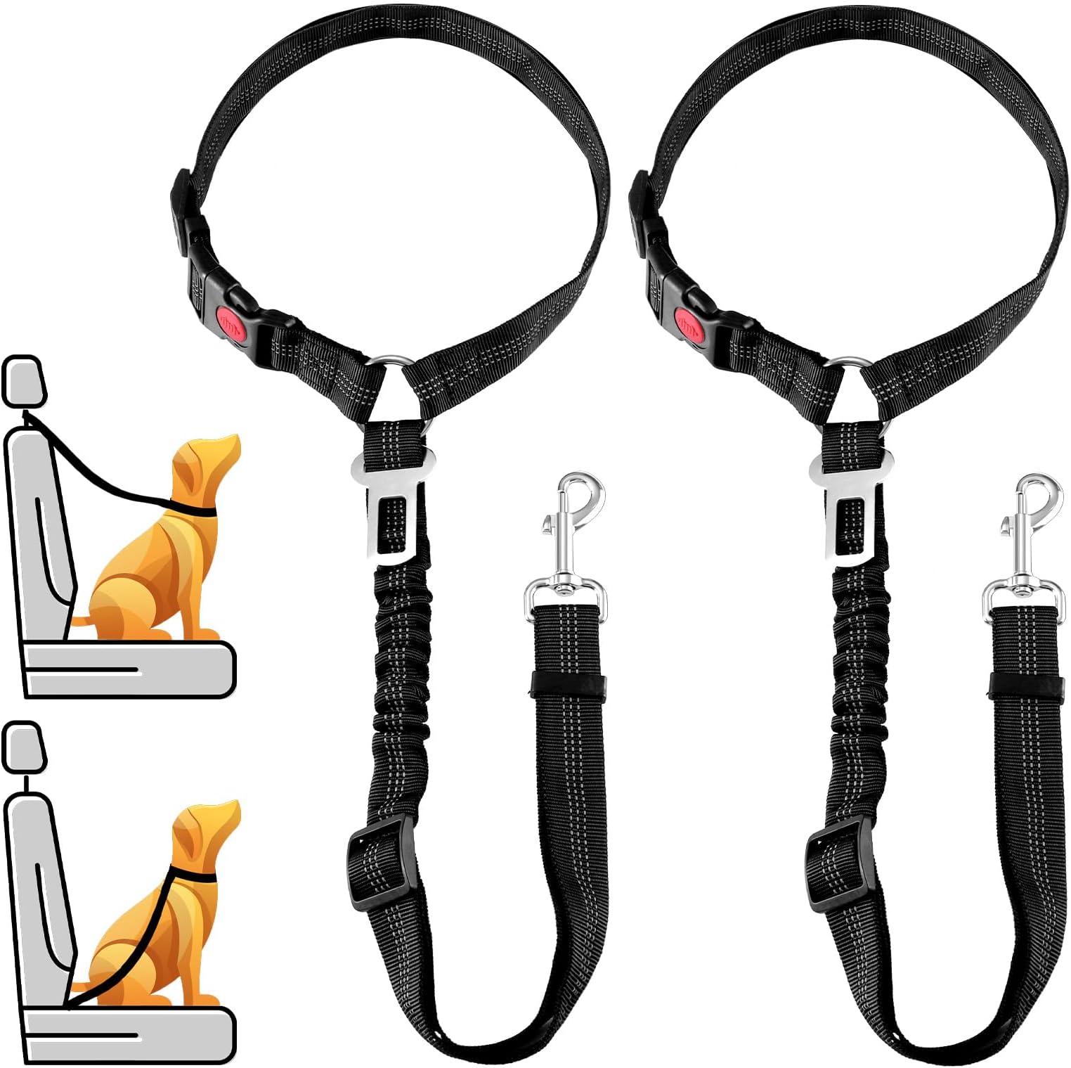 2 Packs Dog Car Seat Belt, Pet Dog Seatbelt Harness for Car, Adjustable