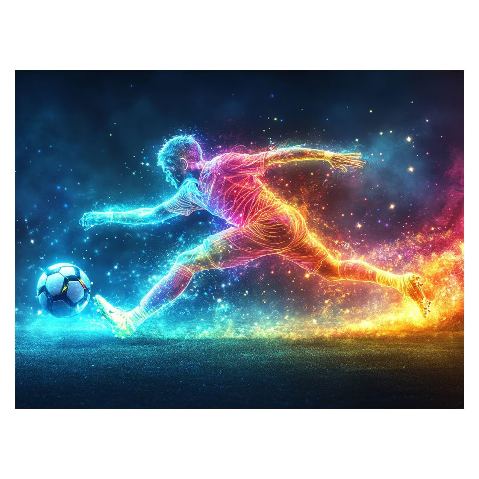 Malen Nach Zahlen Erwachsene FußBall Leinwand zum Bemalen 70x95cm ZSHS1700 | Diy Set Erwachsene mit Acrylfarben Set Pinselset Farbenfrohe Leinwand Fantasie für Deko Wohnzimmer Geschenke für Frauen