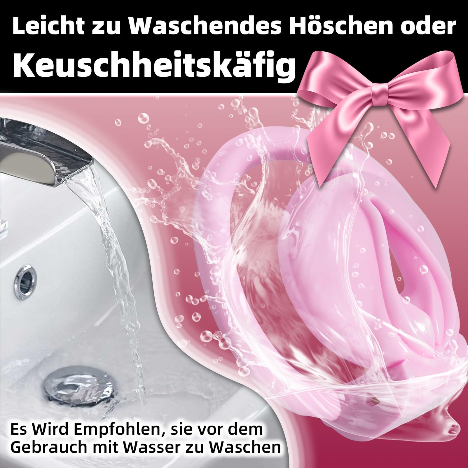 Chastity Panties en forme de cœur avec Sissy Chastity Cage rose Ceinture de chasteté Anti-Off en 2 tailles Jouets sexuels pour adultes pour hommes Formation du pénis (L,Pink)