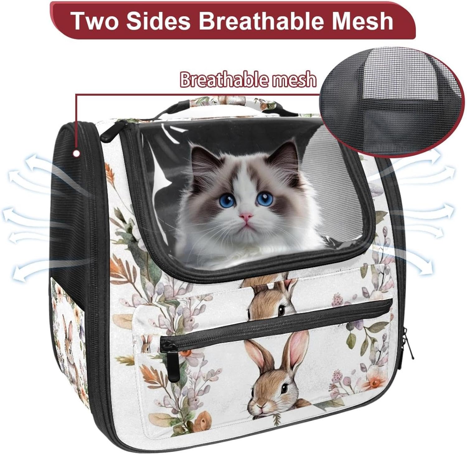 Cute Baby Animal Bunny Rabbit Pet Carrier Airline Approved Pet Carrier Bag Dog Carrier for Small Medium Cats Dogs Puppies Kitten