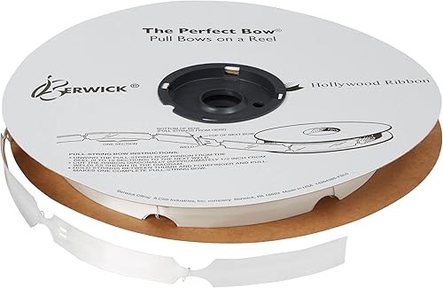 Miniatura 2 de Berwick The Perfect Bow Pull Ribbon, tamaño acabado de 4 pulgadas con 18 bucles, color blanco, 50 piezas